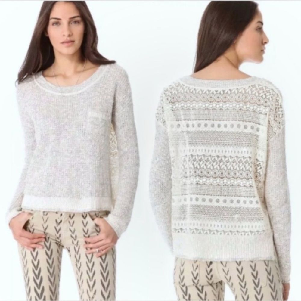 Free People Sweet Jane Lace Back Knit Sweater Rainbow GUC Medium